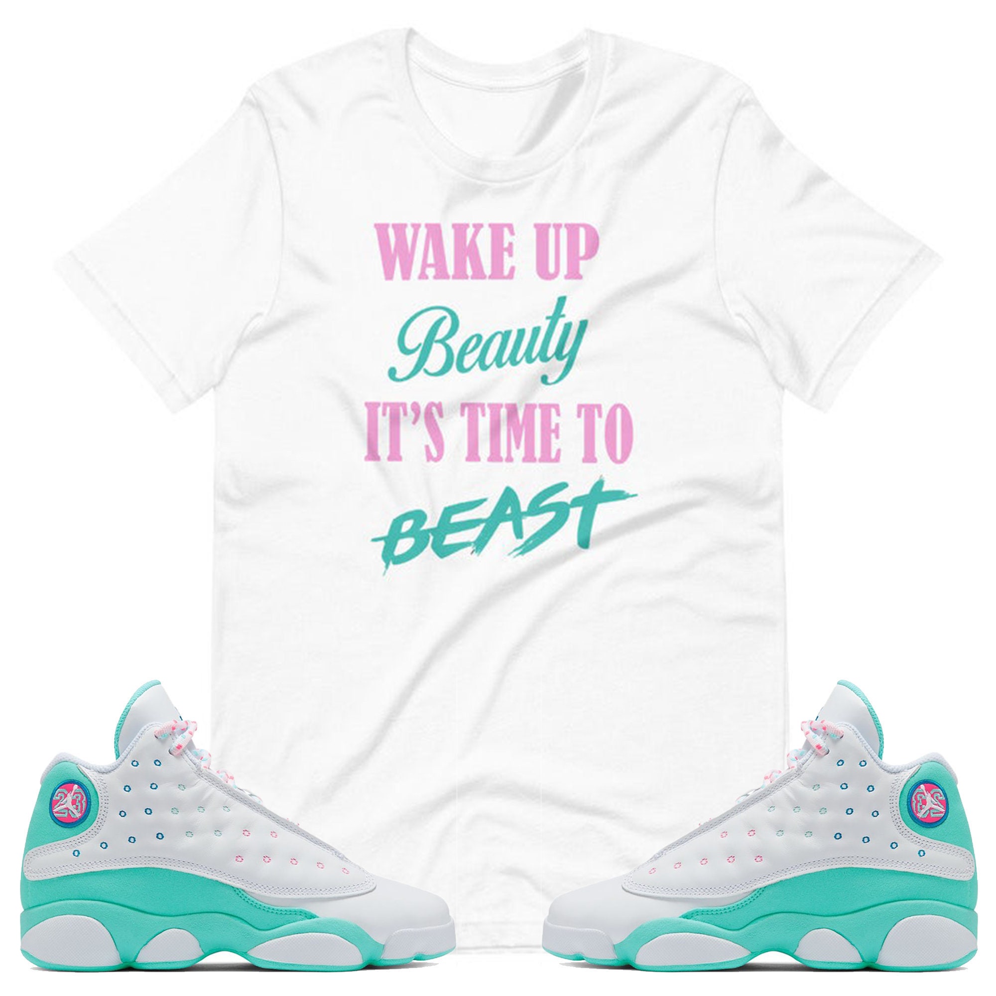 Air Jordan 13 Retro White Soar Green Pink GS Shirt Air 