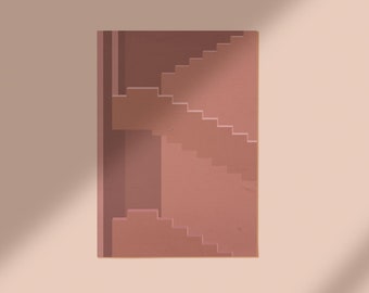 Stampa di architettura in terracotta: arte astratta geometrica (download digitale)