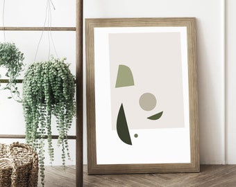 Grüne abstrakte Kreise Kunstdruck: Moderne Erdtöne (Digitaler Download)