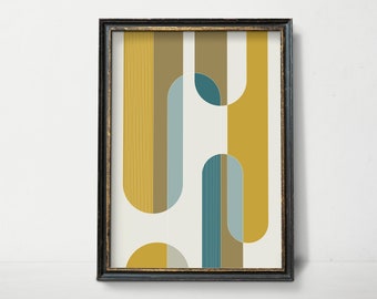Mid Century Modern Geometrischer Druck: Senfgelb & Grün (Digitaler Download)