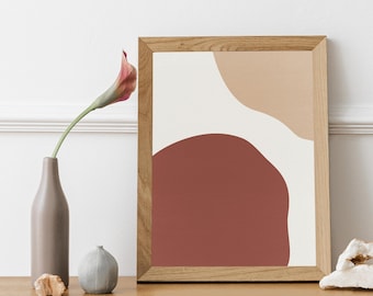 Terracotta abstracte kunstprint: modern Scandinavisch wanddecor (digitale download)