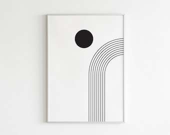 Minimalist Line Art Print: Geometric Mid-Century Modern (Digital Download)