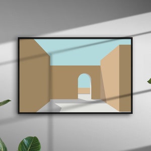 Minimalist Architecture art, Contemporary art print, beige art print, living room wall print, Architecture print download, pastel colors