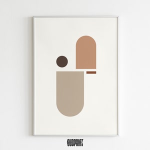 Minimalist Geometric Art Print: Mid-Century Modern Neutral Tones (Digital Download)