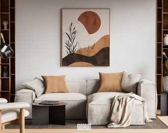 Modern minimalistisk utskrivbar väggkonst i varma neutrala toner - Boho Home Decor