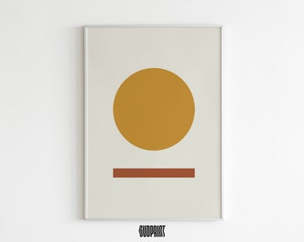 Senfgelber Kreis Print: Abstrakte geometrische Wandkunst (Digitaler Download)
