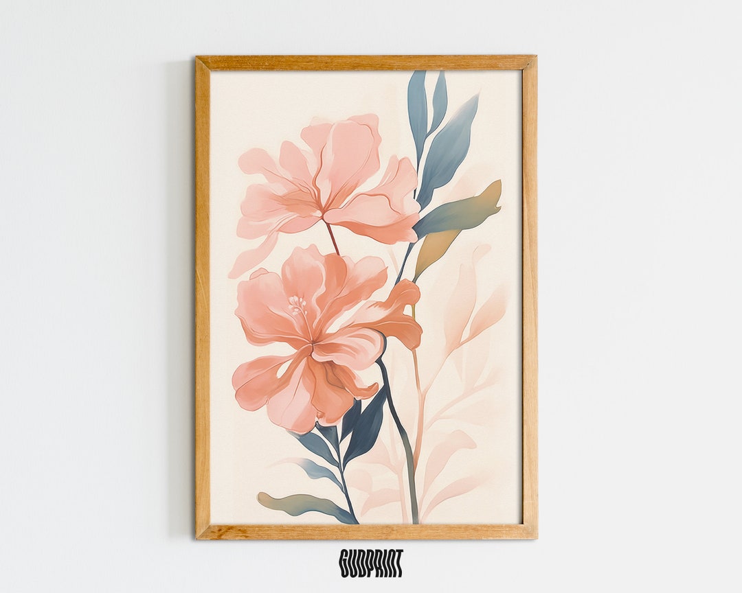 Floral Pink Wall Art Aesthetic - Printable Floral Art, Instant Download ...