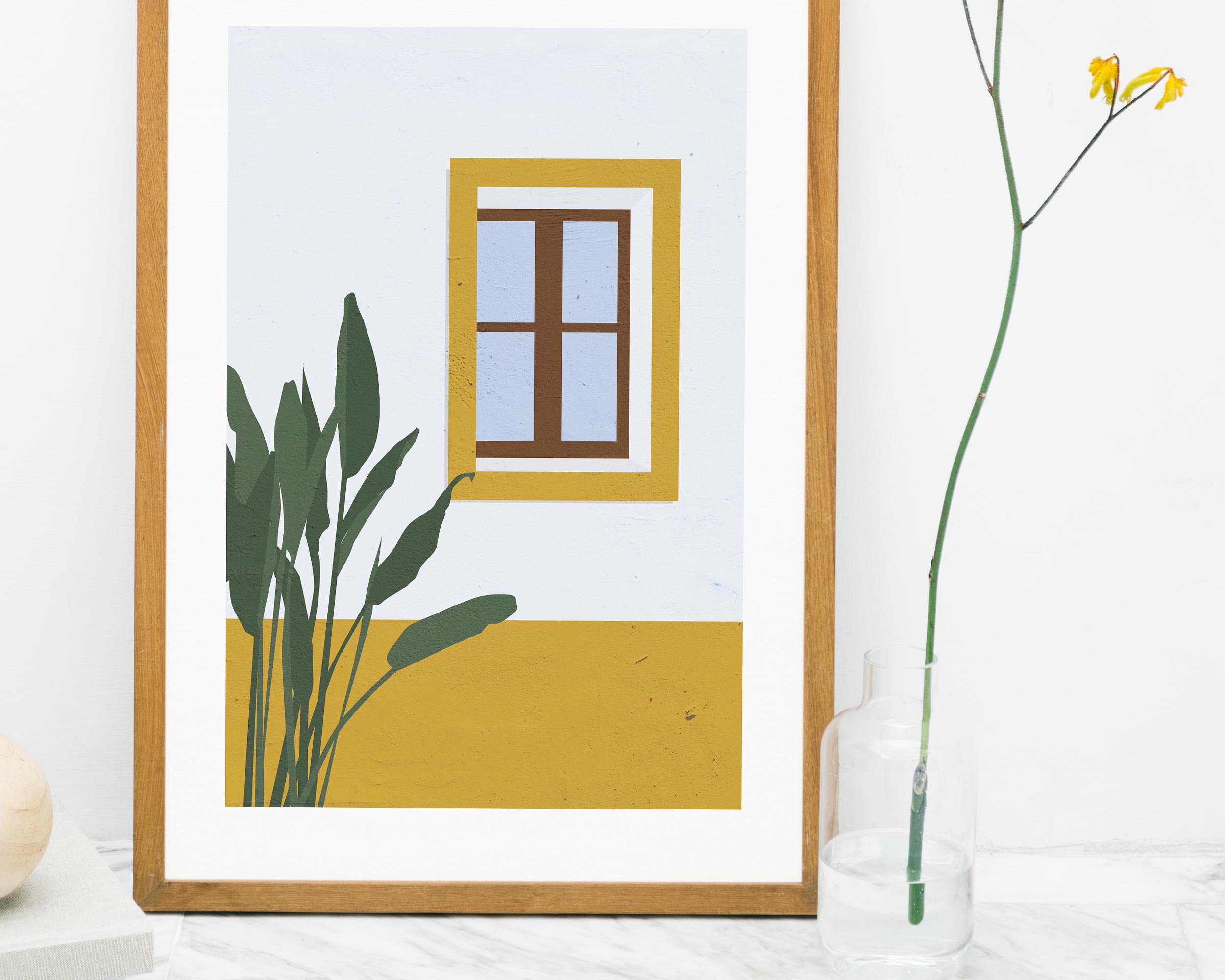 Yellow wall art, Minimalist Print, Printable wall art, Modern Home