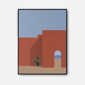 Burnt Orange Moroccan Architecture Print: Minimalist Wall Art (Digital Download)