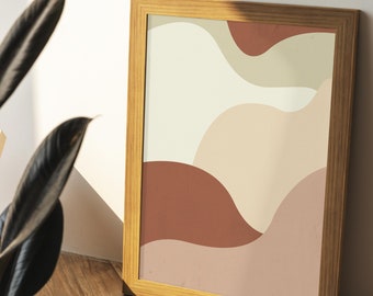 Warme abstracte kunstprint: neutraal terracotta decor (digitale download)