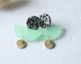 Statement earrings / gold / hanging / green statement earrings / polka dot earrings / Mother's Day / gifts for women for Mother's Day