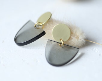 Statement earrings / gold / modern earrings / black / transparent drop earrings / gifts for women for Mother's Day