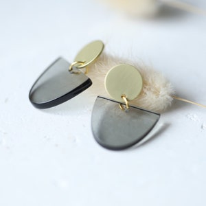 Statement earrings / gold / modern earrings / black / transparent drop earrings / gifts for women for Mother's Day