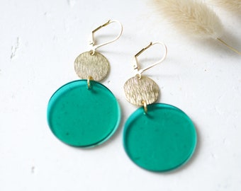 Statement earrings gold / modern earrings / petrol earrings geometric / circle earrings hanging / gifts for women for Mother's Day