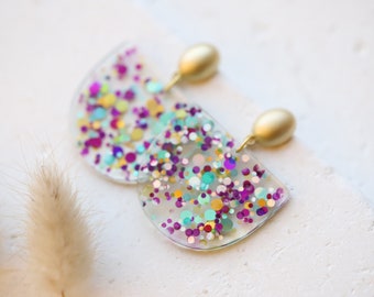 Statement earrings / colorful glitter earrings / large statement earrings / gold / dangling earrings / gifts for women for Mother's Day