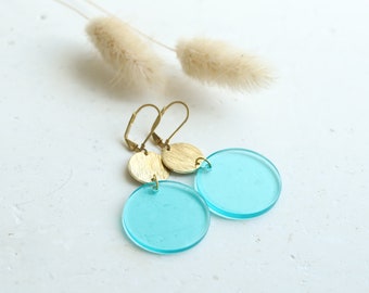 Statement earrings gold / modern earrings / turquoise earrings geometric / circle earrings hanging / gifts for women for Mother's Day