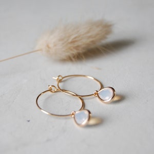 Hoop earrings gold with pendant / white / small hoop earrings / hanging earrings / bridal jewelry earring / birthday / gifts for women for Mother's Day