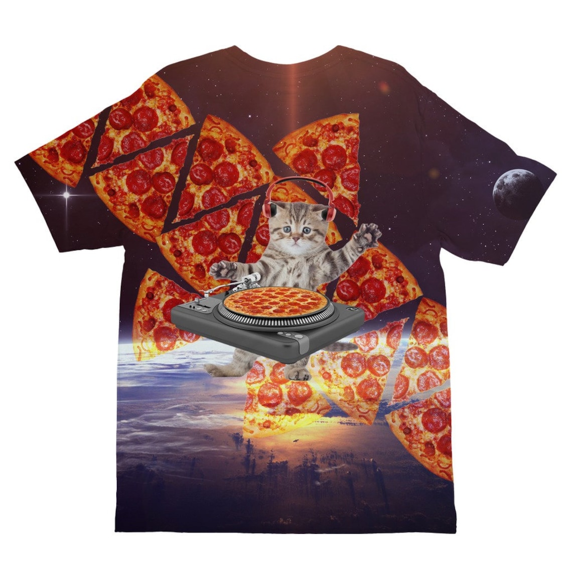 Dj Pizza Cat All Over Printed Kids Tshirt Etsy