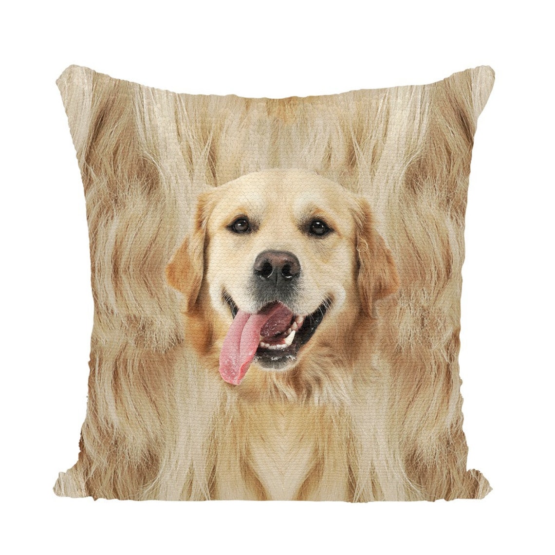 Golden Retriever Dog Funny Sequin Cushion Cover Etsy UK