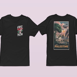 T-shirt caritatif Support Gaza - Iconic Palestine Art T-shirt Palestine gratuit. Palestine timbre de protestation pour la paix