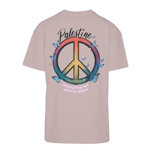 Palestine Peace sign Heavy Oversized Tee Shirt Palestine support streetwear inspired gaza charity tee shirt palestine flag soccer jersey