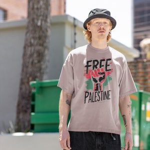 T-shirt épais surdimensionné blanc palestine gratuit