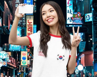 Custom South Korea Adult Ringer T-Shirt