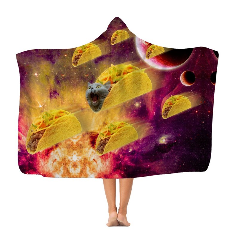 Taco Cat Unisex Hooded Blanket Etsy