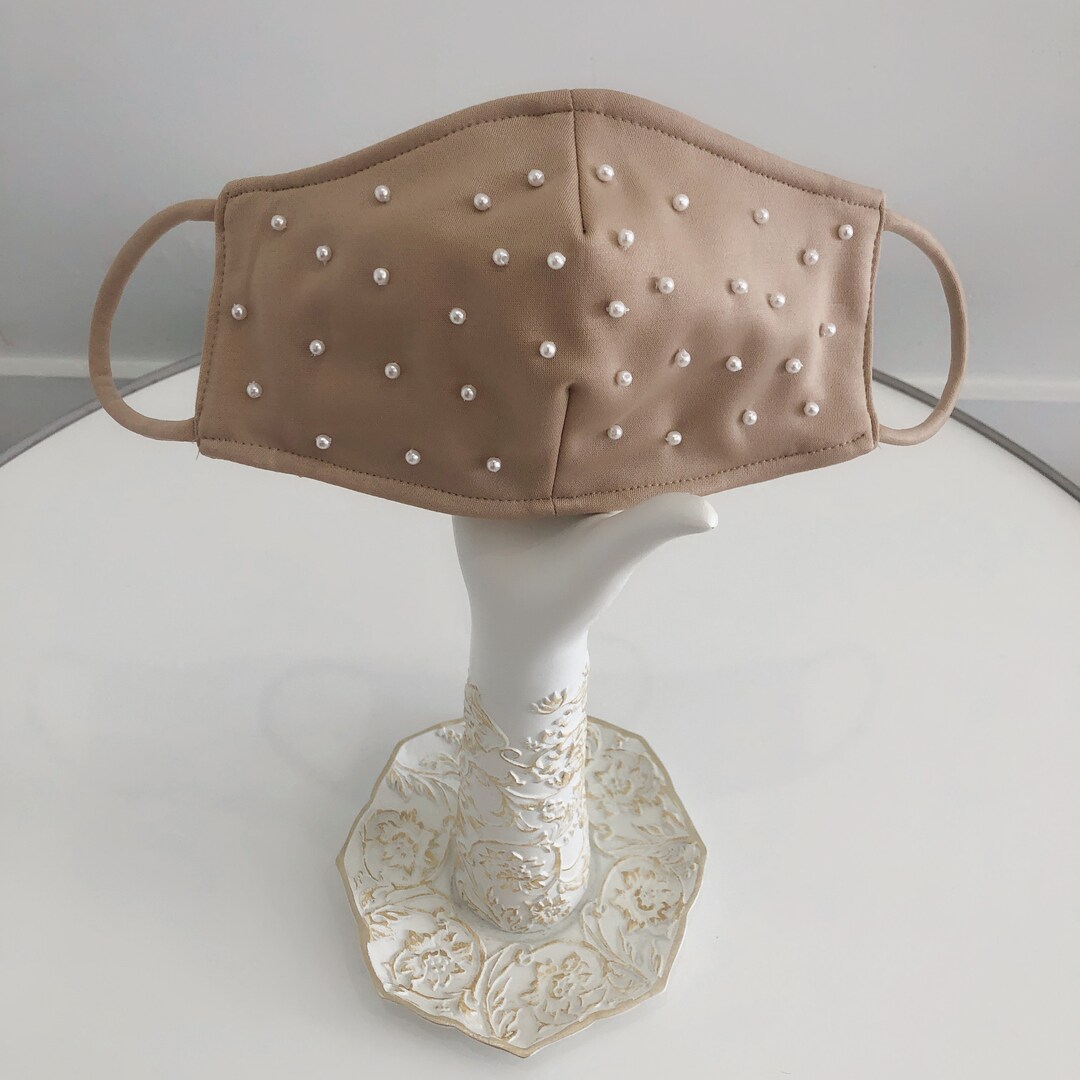 White Pearls Face Mask Etsy