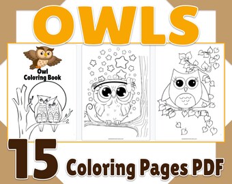 Download Owls Coloring Pages Etsy
