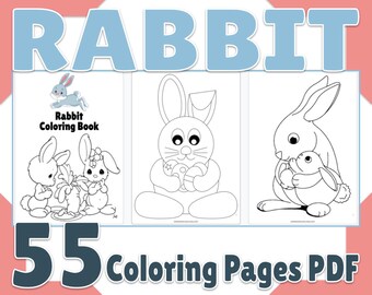 Download Rabbit Coloring Book Etsy