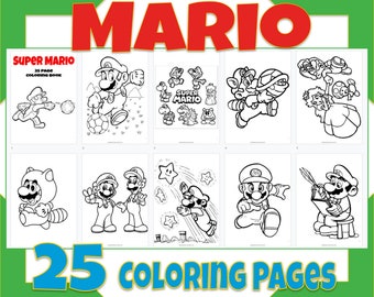Download Mario Coloring Book Etsy