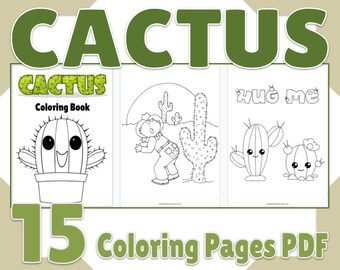 Download Cactus Coloring Book Etsy