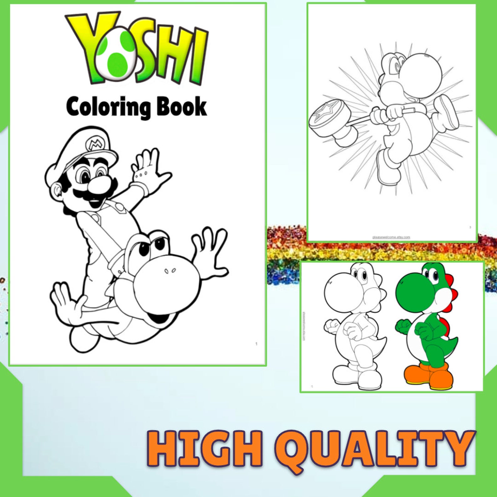 Download Yoshi Coloring Pages PDF 25 Printable Kdp Yoshi Coloring ...