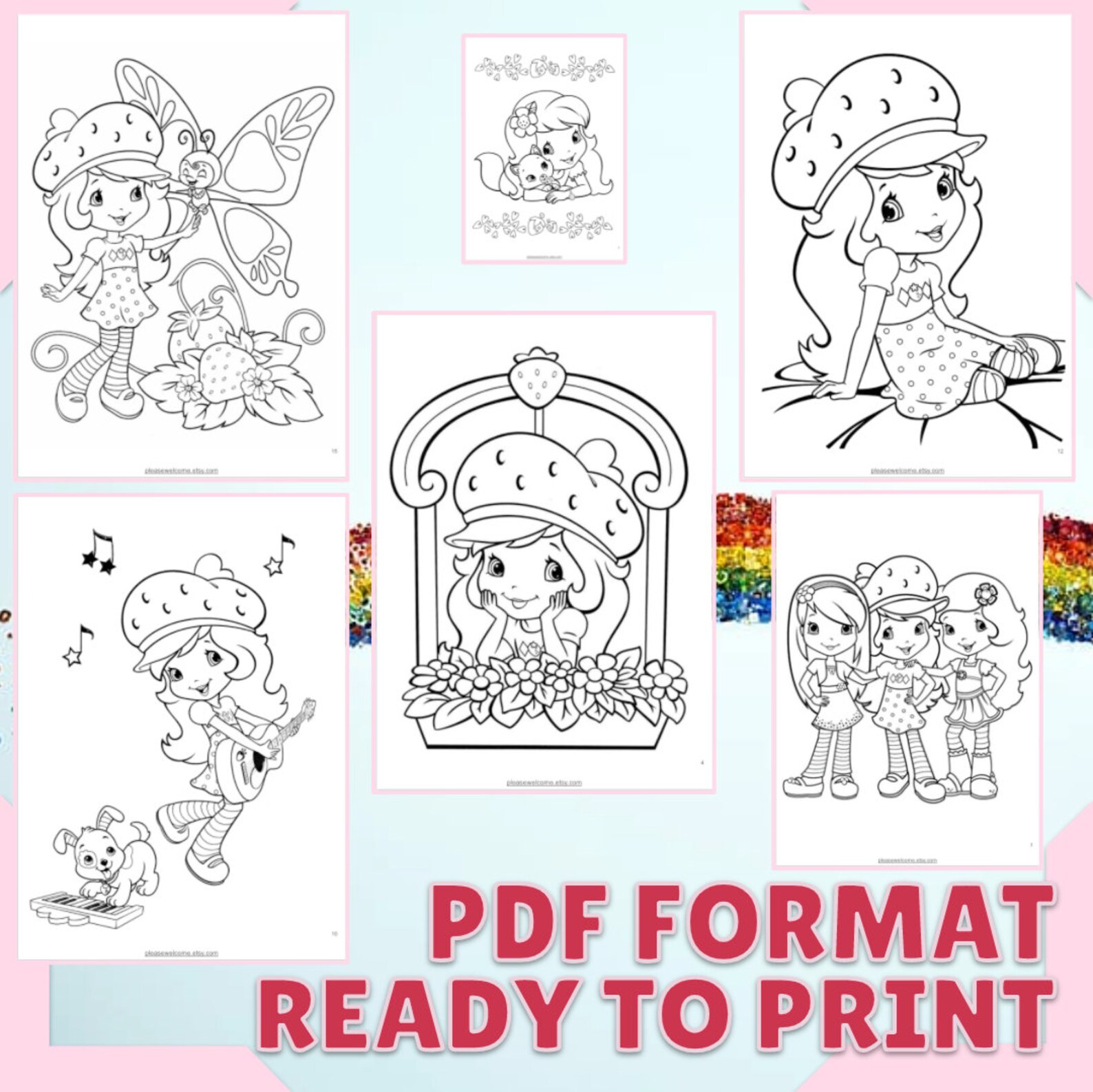 Printable 55 Strawberry Shortcake Coloring Pages Strawberry | Etsy