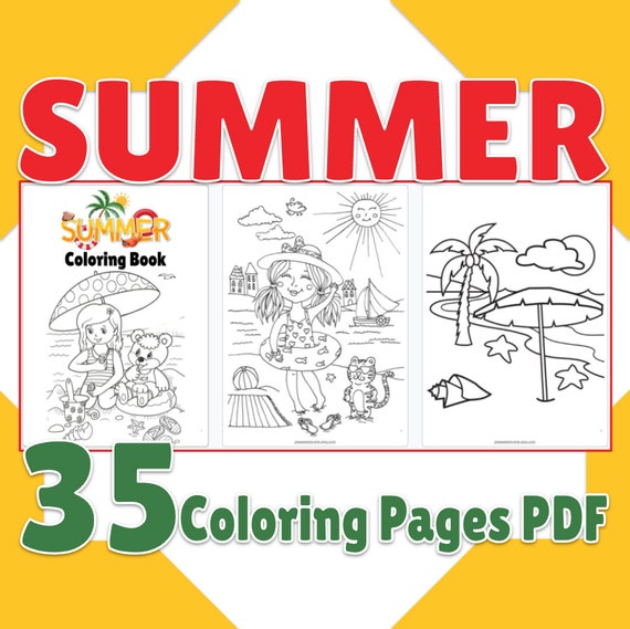summer coloring pages printable summer coloring book 35 page etsy