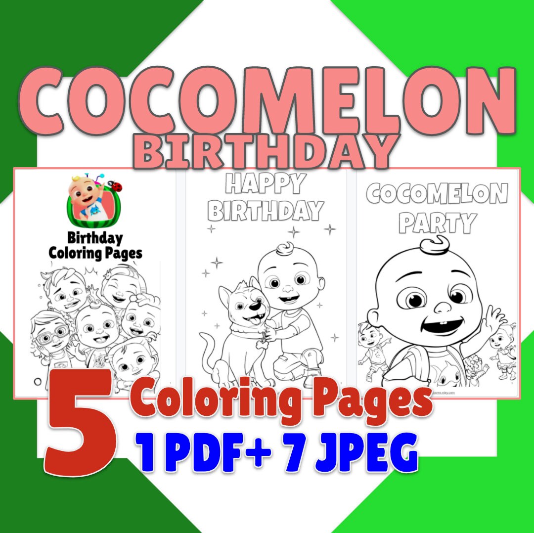 Cocomelon Coloring Pages, Printable Coloring Book 5 Page PDF, Birthday Activity, Party Favor, Digital Coloring Sheets, Best Gift for Kids