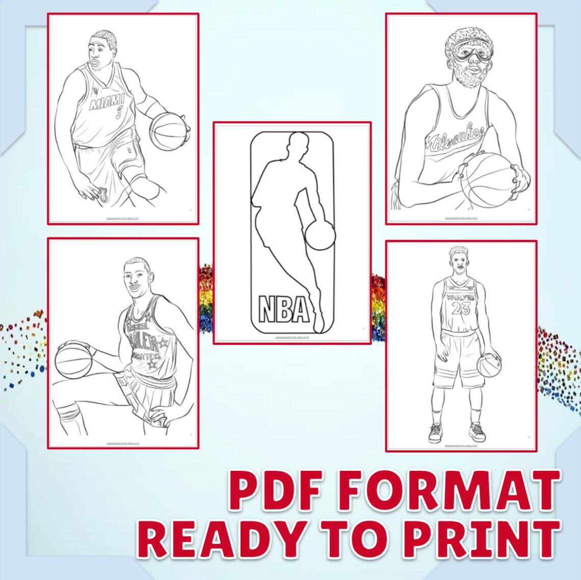 NBA Coloring Pages Printable Basketball Coloring Book 55 Page | Etsy