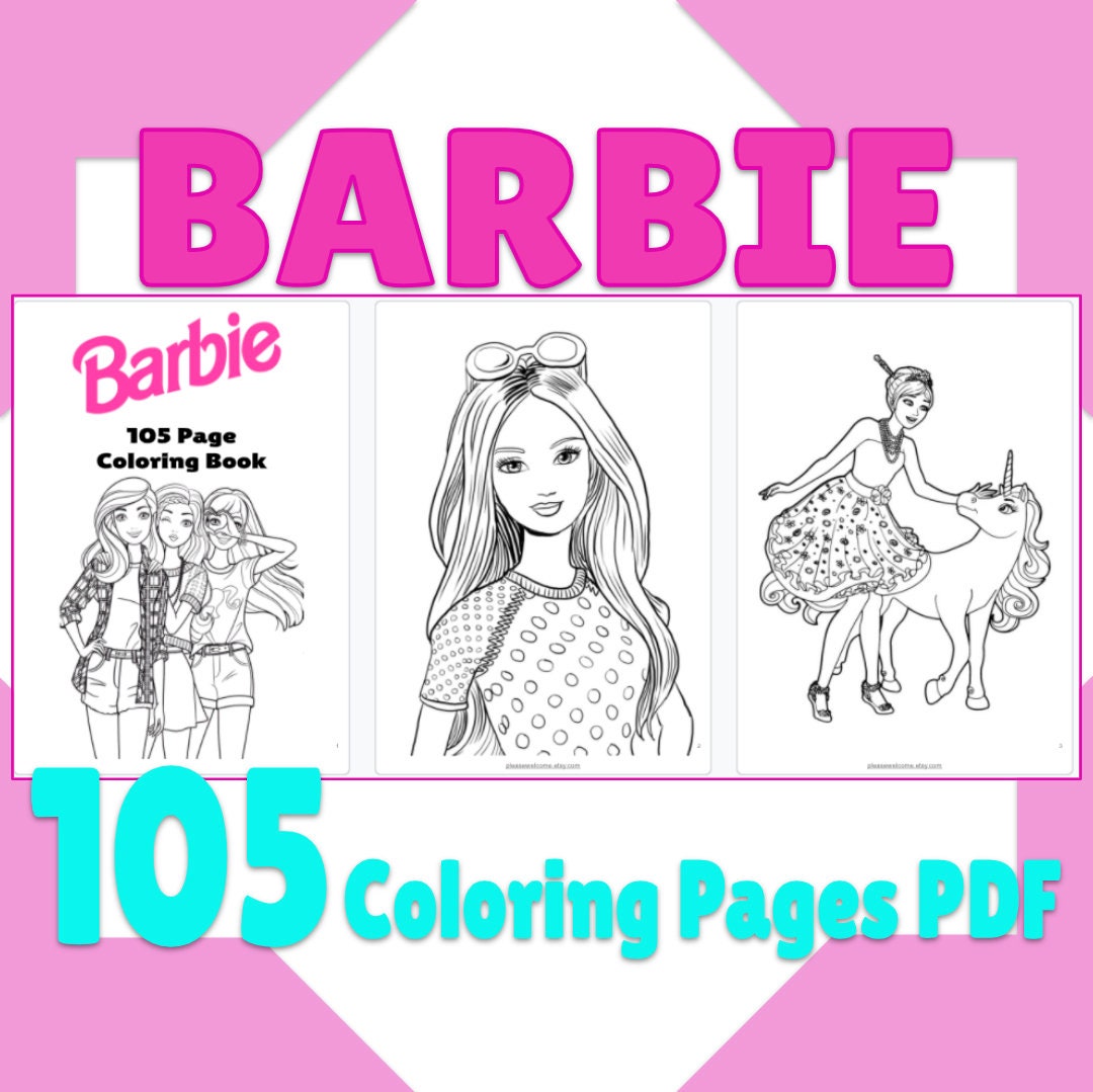 105 barbie coloring pages barbie printable coloring birthday etsy ireland