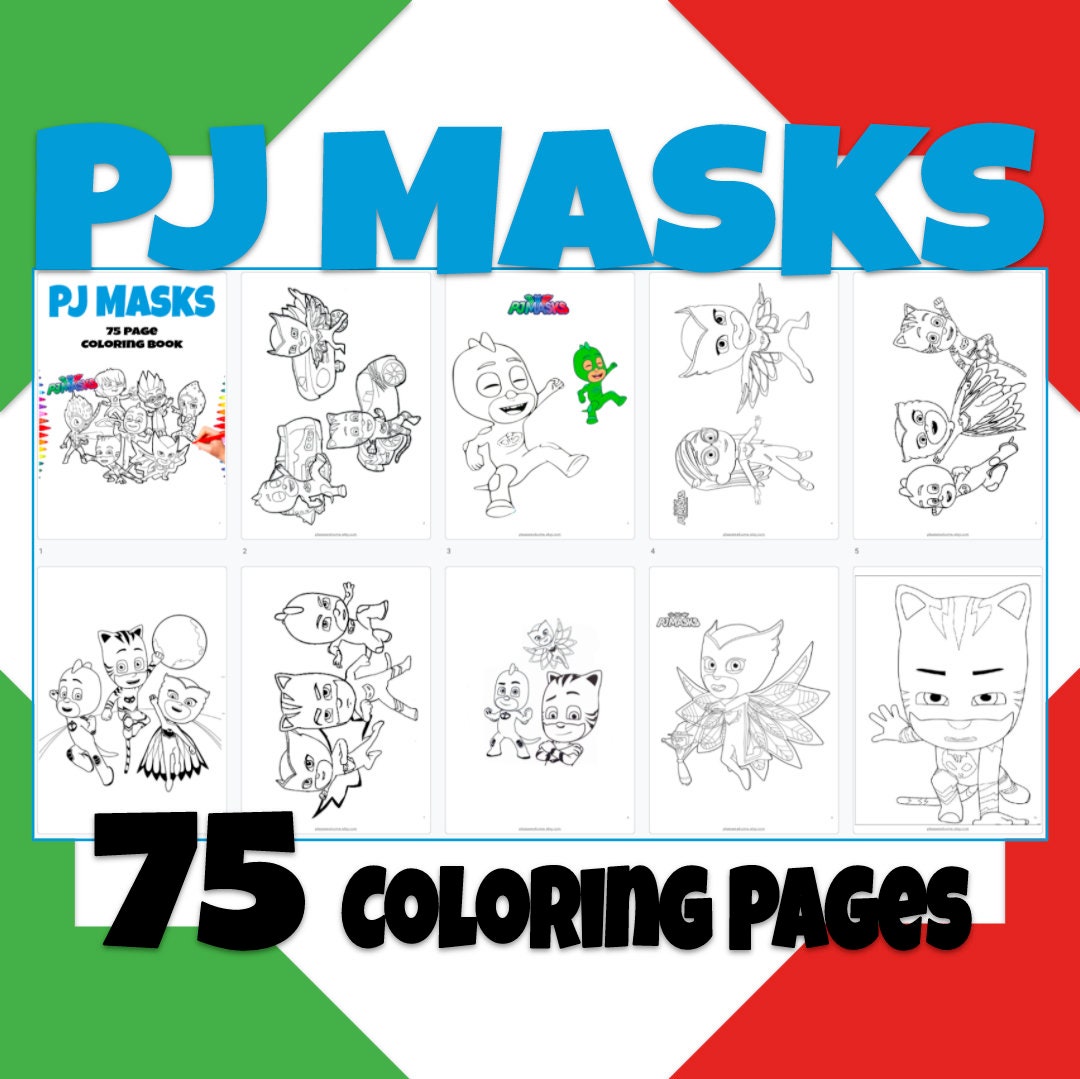 75 Pj Masks Coloring Pages Pj Masks Coloring Book Birthday Etsy