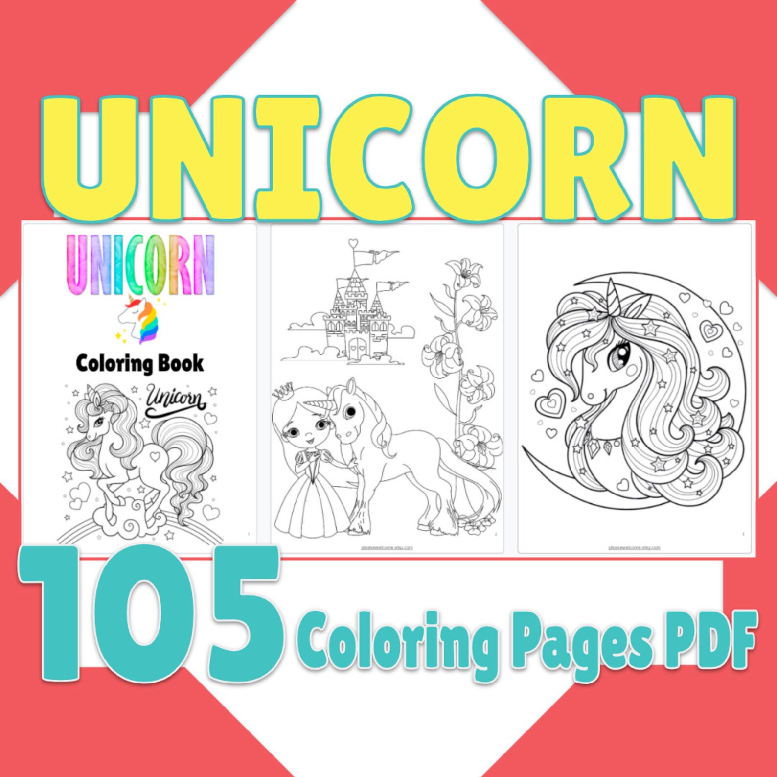 Download 105 Unicorn Coloring Pages PDF Printable Kdp Unicorn ...