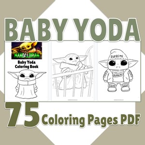Download Printable Baby Yoda Coloring Book 75 Page PDF Yoda Coloring | Etsy