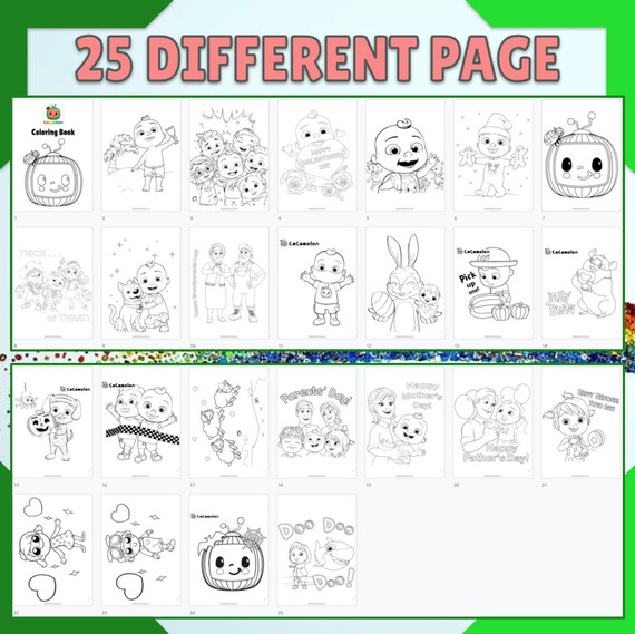 Cocomelon Coloring Pages Pdf 25 Printable Cocomelon Coloring Etsy