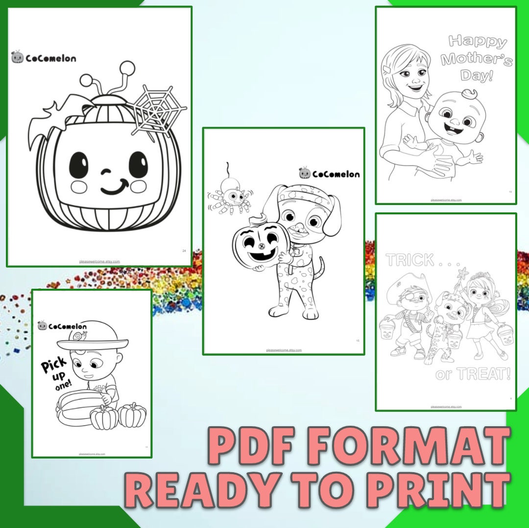 Cocomelon Coloring Pages Pdf 25 Printable Cocomelon Coloring Etsy India