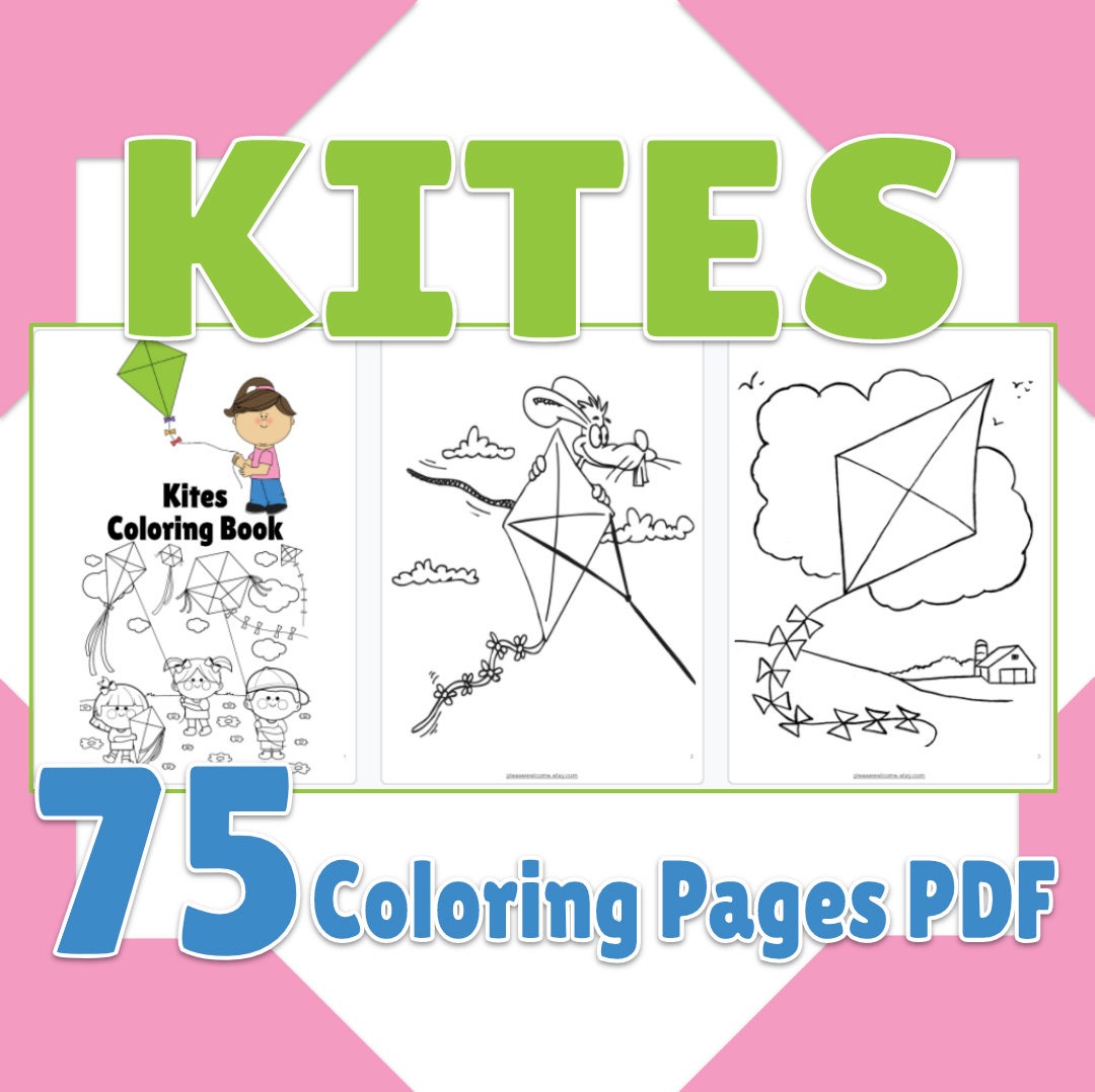 Printable Cute Kite Coloring Pages Kite Coloring Book 75 Page