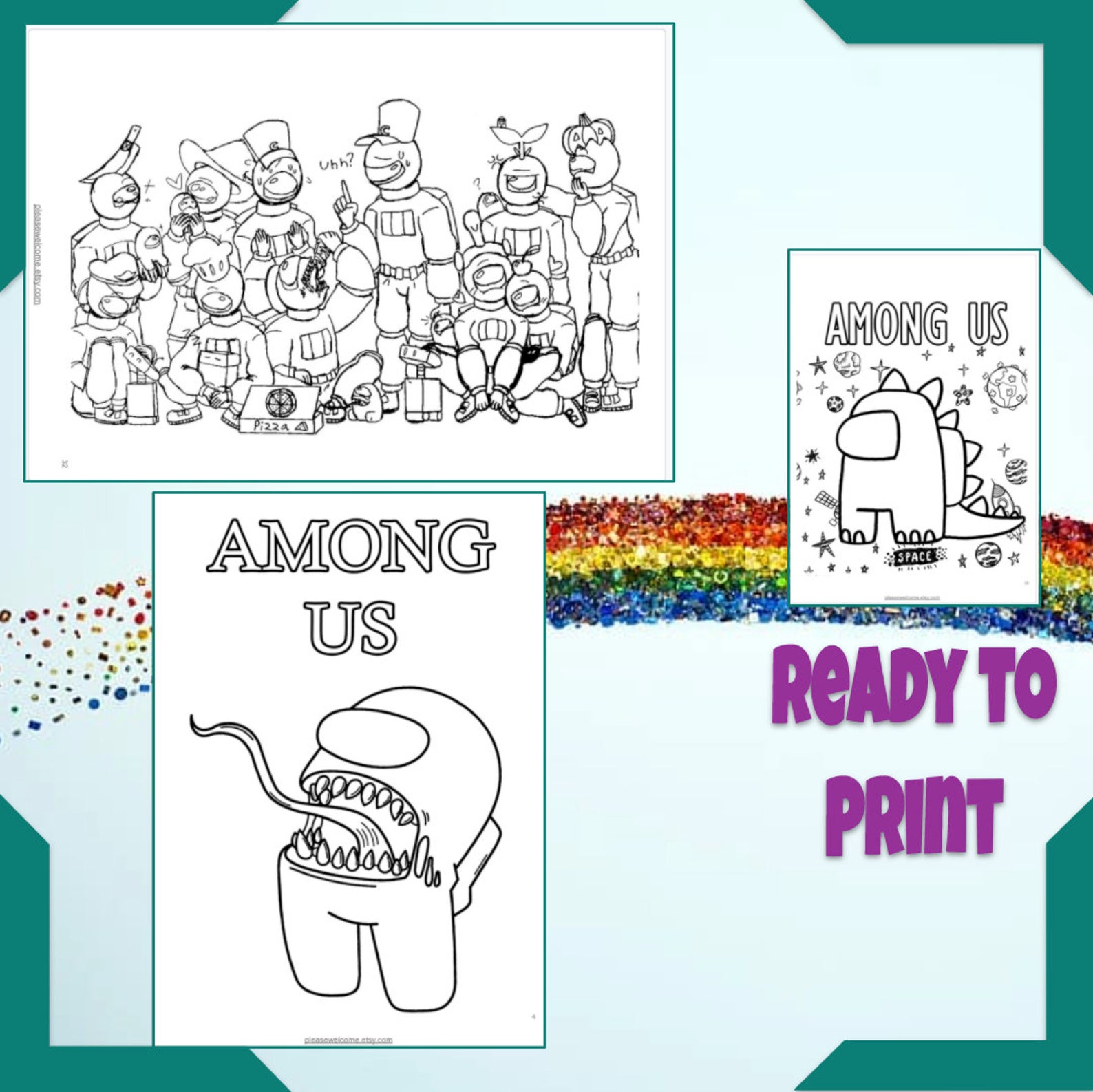 101 Among Us Coloring Pages Birthday Coloring Activity Book | Etsy