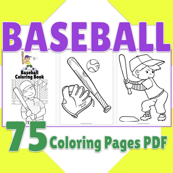 Baseball Birthday Coloring Pages - Etsy
