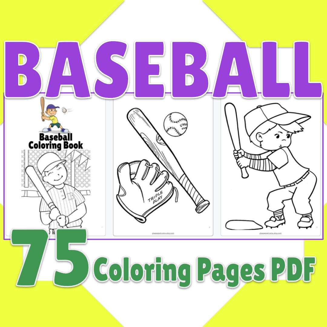 Baseball Coloring Pages Printable Baseball Coloring Book 75 