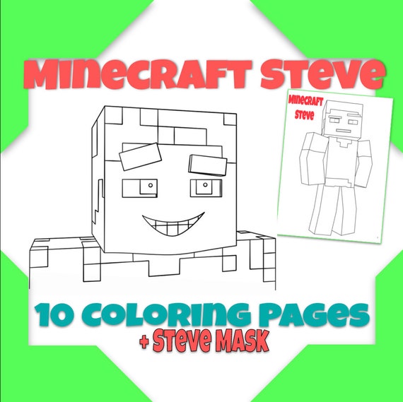 Minecraft Steve Coloring Pages Kdp Steve Minecraft Sheets For Etsy - roblox minecraft steve face