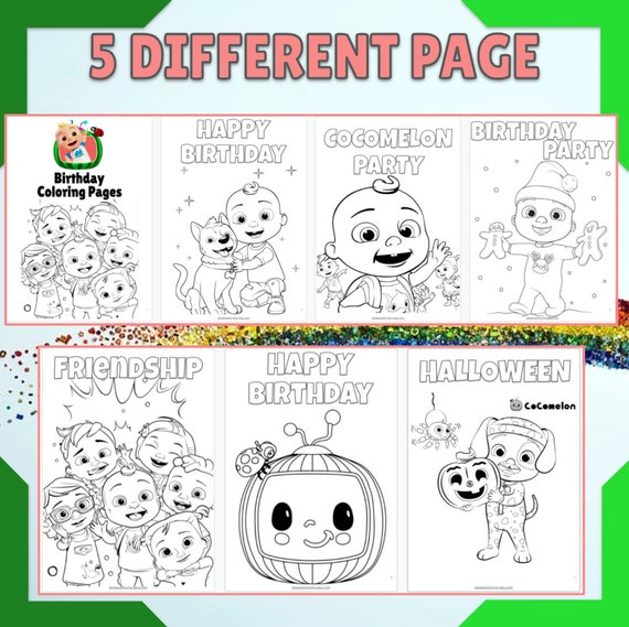 Cocomelon Coloring Pages, Printable Coloring Book 5 Page PDF, Birthday Activity, Party Favor, Digital Coloring Sheets, Best Gift for Kids